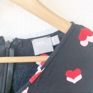 ASOS Heart Print 3/4 Sleeve Sheath Dress